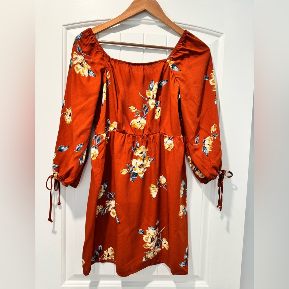 As U Wish Floral Rust Dress